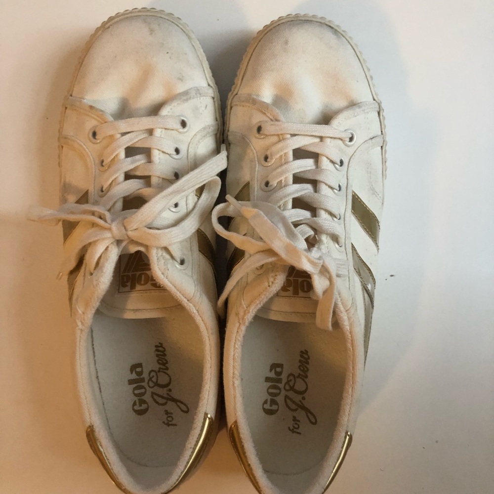 Gola for J. Crew White and Gold Sneakers